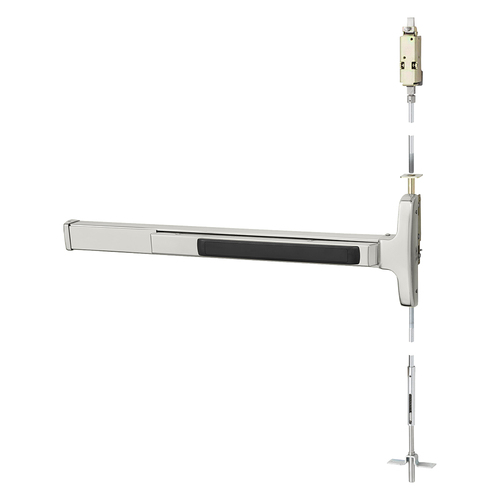 Concealed Vertical Rod Exit Device Bright Stainless Steel