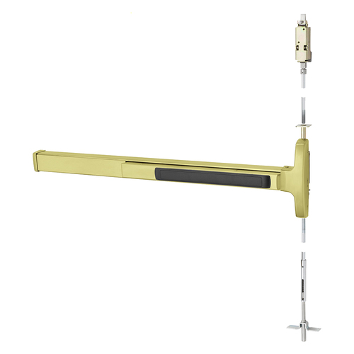 Concealed Vertical Rod Exit Device Satin Brass