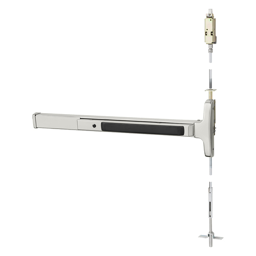 Concealed Vertical Rod Exit Device Bright Stainless Steel