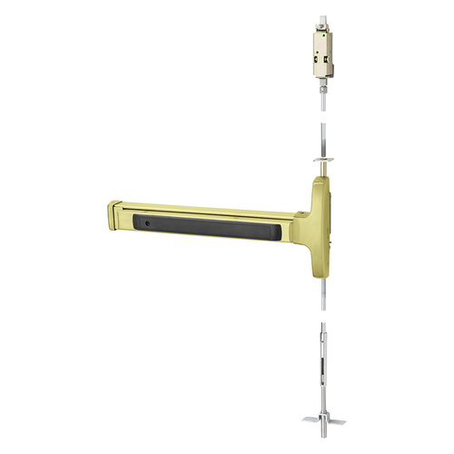 Concealed Vertical Rod Exit Device Satin Brass