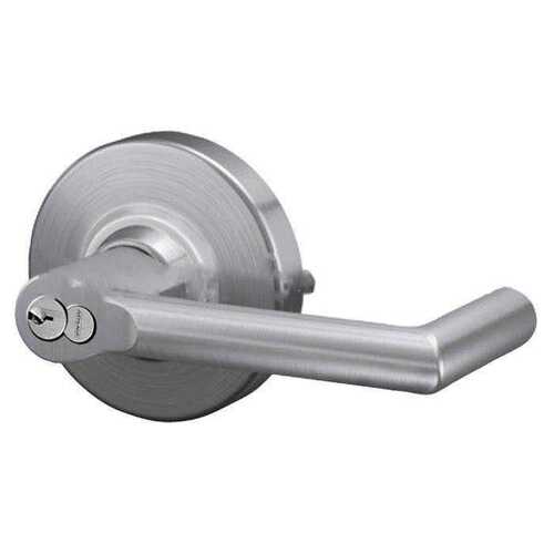 ALX Series Grade 2 Storeroom Boardwalk Lever Lock with Large Format IC Core C Keyway; 47267042 Deadlatch; and 47267101 ANSI Strike Satin Chrome Finish