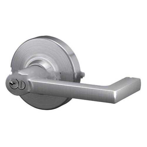 ALX Series Grade 2 Storeroom Longitude Lever Lock with Large Format IC Core C Keyway; 47267042 Deadlatch; and 47267101 ANSI Strike Satin Chrome Finish