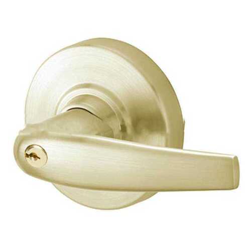 ALX Series Grade 2 Storeroom Athens Lever Lock with Large Format IC Prep Less Core; 47267042 Deadlatch; and 47267101 ANSI Strike Satin Brass Finish