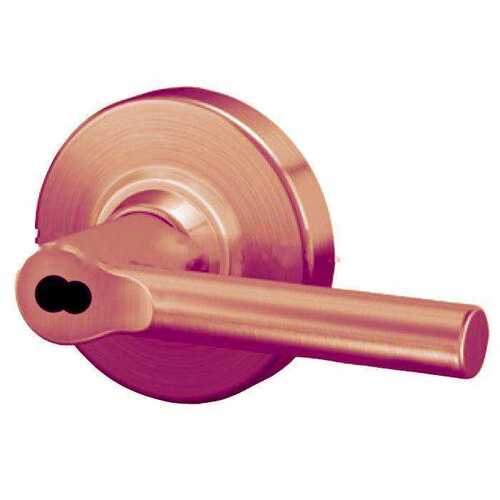 ALX Series Grade 2 Storeroom Broadway Lever Lock with Large Format IC Prep Less Core; 47267042 Deadlatch; and 47267101 ANSI Strike Satin Bronze Finish