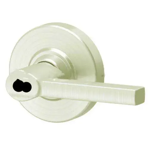 ALX Series Grade 2 Storeroom Latitude Lever Lock with Large Format IC Prep Less Core; 47267042 Deadlatch; and 47267101 ANSI Strike Satin Brass Finish