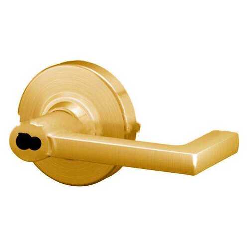 ALX Series Grade 2 Classroom Longitude Lever Lock with Large Format IC Prep Less Core; 47267042 Deadlatch; and 47267101 ANSI Strike Bright Brass Finish