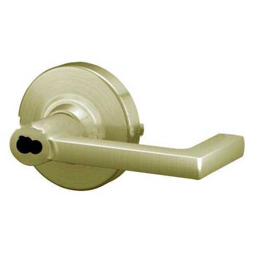 ALX Series Grade 2 Entry Office Longitude Lever Lock with Large Format IC Prep Less Core; 47267042 Deadlatch; and 47267101 ANSI Strike Satin Brass Finish