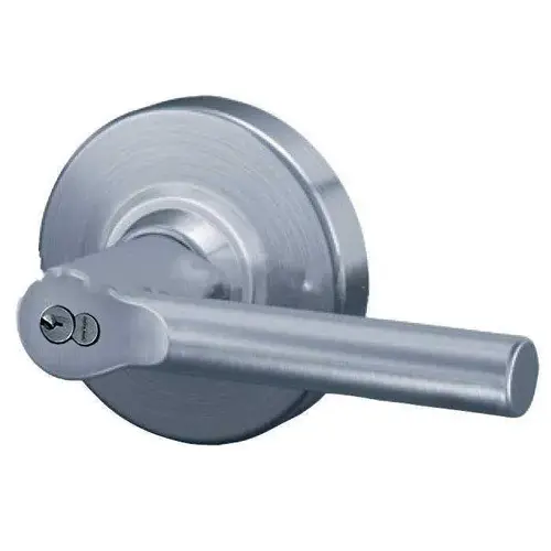 ALX Series Grade 2 Storeroom Broadway Lever Lock with Large Format IC Core C Keyway; 47267042 Deadlatch; and 47267101 ANSI Strike Bright Chrome Finish