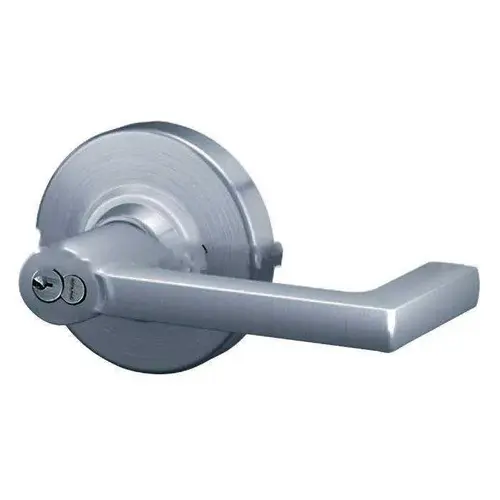 ALX Series Grade 2 Storeroom Longitude Lever Lock with Large Format IC Core C Keyway; 47267042 Deadlatch; and 47267101 ANSI Strike Bright Chrome Finish