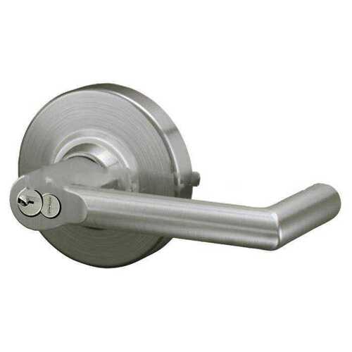 ALX Series Grade 2 Storeroom Boardwalk Lever Lock with Large Format IC Core C Keyway; 47267042 Deadlatch; and 47267101 ANSI Strike Satin Nickel Finish