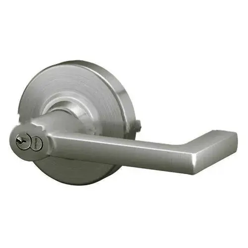 ALX Series Grade 2 Storeroom Longitude Lever Lock with Large Format IC Core C Keyway; 47267042 Deadlatch; and 47267101 ANSI Strike Satin Nickel Finish