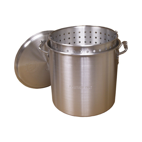 Steamer Pot with Basket, Aluminum, 80-Qt.