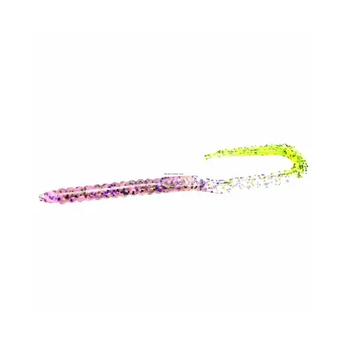 Chartreuse/Cotton Candy Super Salty U-Tail Plastic Worms, 6-3/4 In - pack of 20