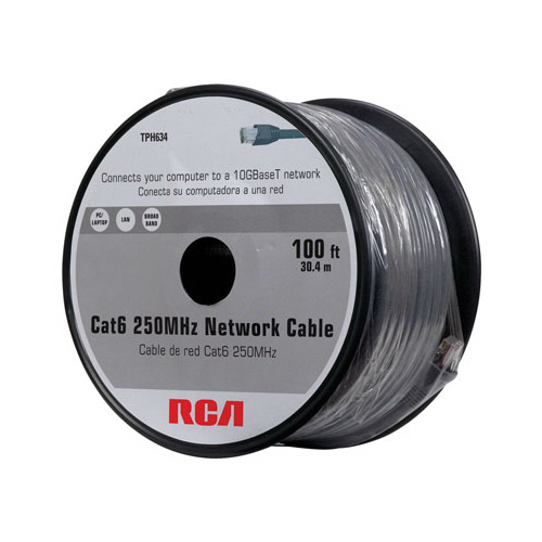 Cat6 Network Cable, 250Mhz, Gray, 100-Ft.