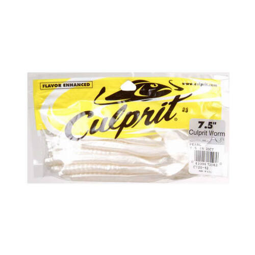 Big Rock Sports C720-42 Worm, Pearl White Plastic, 7-1/2-In., 18-Ct.