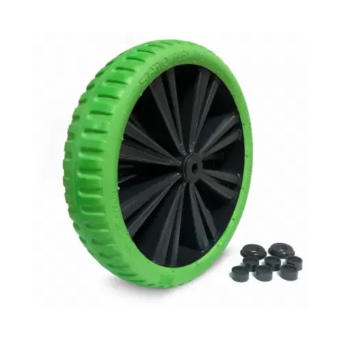 Flex Lite Flat Free Wheelbarrow Wheel, Universal Fit, Green Tire, 15-In.