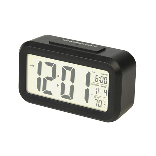 Alarm Clock With Snooze, Temperature Display, Black