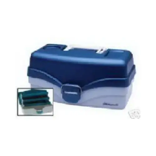 Tackle Box, 2-Tray, Blue Metallic/Off White