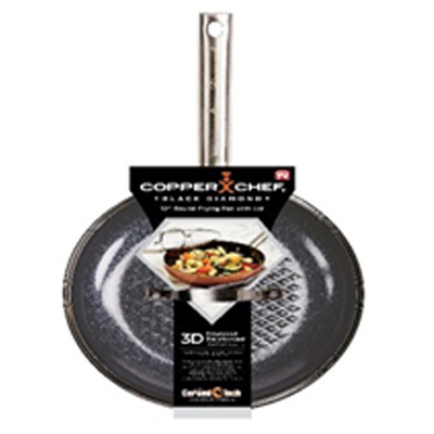 TriStar CCBD-12RLID Copper Chef Black Diamond Fry Pan with Lid, Nonstick, 12-In.