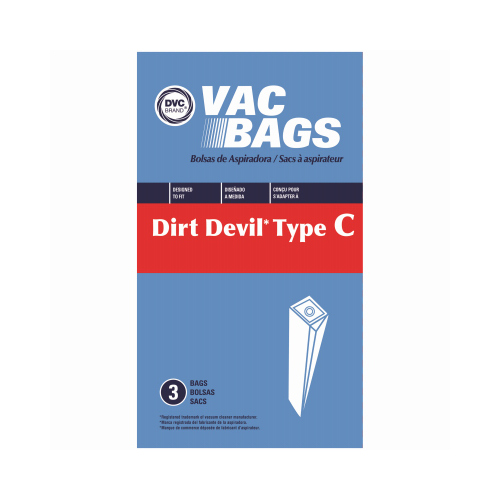 Dirt Devil Style "C" Upright Vacuum Cleaner Bags  pack of 3