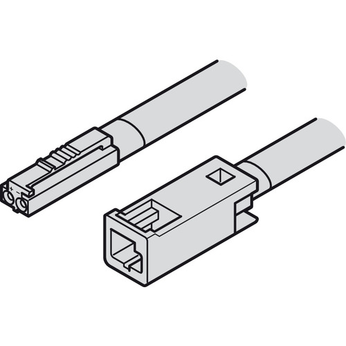 CL3R Extension lead, Hafele Loox5 monochrome, 24 V, 18 AWG 19 11/16" for In-wall leads; designed to be routed behind drywall, Length: (19 11/16") 500 mm