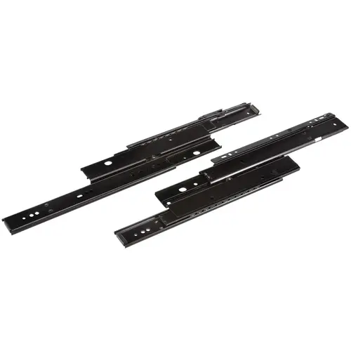 Accuride 4034 Progressive, Heavy Duty Side Mounted Slide, 1 1/2" Overtravel, 150 lbs Weight Capacity 23 29/64" 22" X pack, black, 22" Black Pair