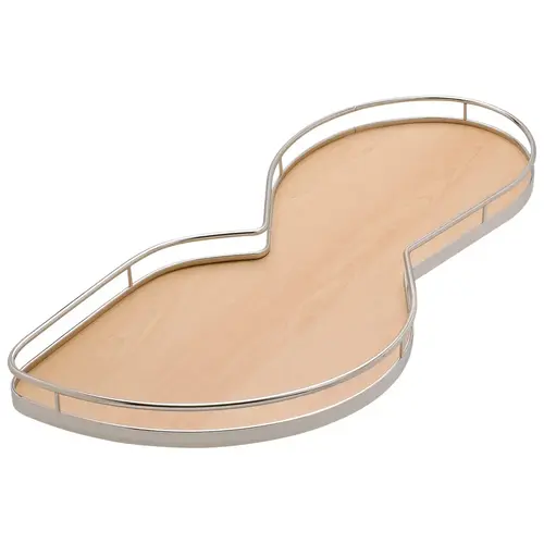 LeMans II Set, for Blind Corner Cabinets Right With soft and self closing mechanisms, with non-slip effect, Swings right, chrome/maple, 2 x 40 shape trays Tray: Maple, Surround: Chrome