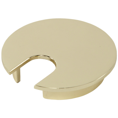 Metal Cable Grommet, One-Piece, Round, diameter 63 mm For workplace organization, Polished brass polished, brass plated
