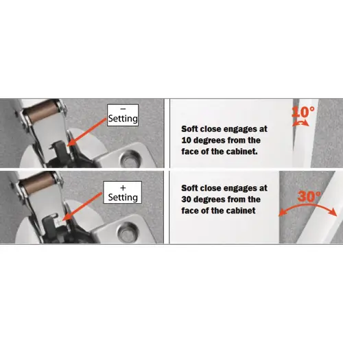 Concealed Hinge, Salice 100 Series, 105 degree Opening Angle, Silentia+, Nickel Plated C1R6PE9 Inset, C1R6PE9, Dowel Nickel plated