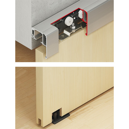 Sliding Door Hardware, Slido Classic 80-P, set 80 kg 33 3/8 - 38" 80-P with soft and self closing mechanism on both sides Steel Plastic