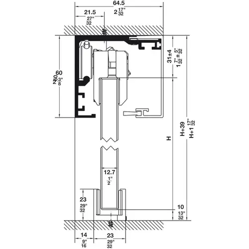 Fitting Set, Slido Classic 120-F For 1 or 2 sliding glass doors, black anodized