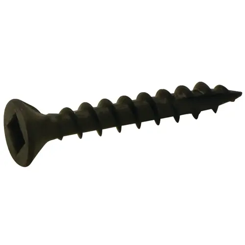 Zip-R Screw, Flat Countersunk Head, #2 Square Drive, with Nibs 1 5/8" #8 Partially Threaded 4 mm #8 x 1 5/8", Partial Thread, Black Oxide black, Burnished