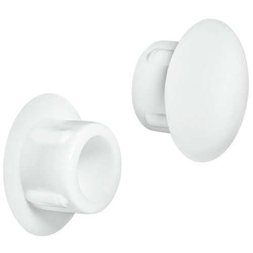 Cover Cap, Plastic, for blind hole diameter 10 mm For push fitting, White, diameter 15mm, 10 mm length Pure white, RAL 9010