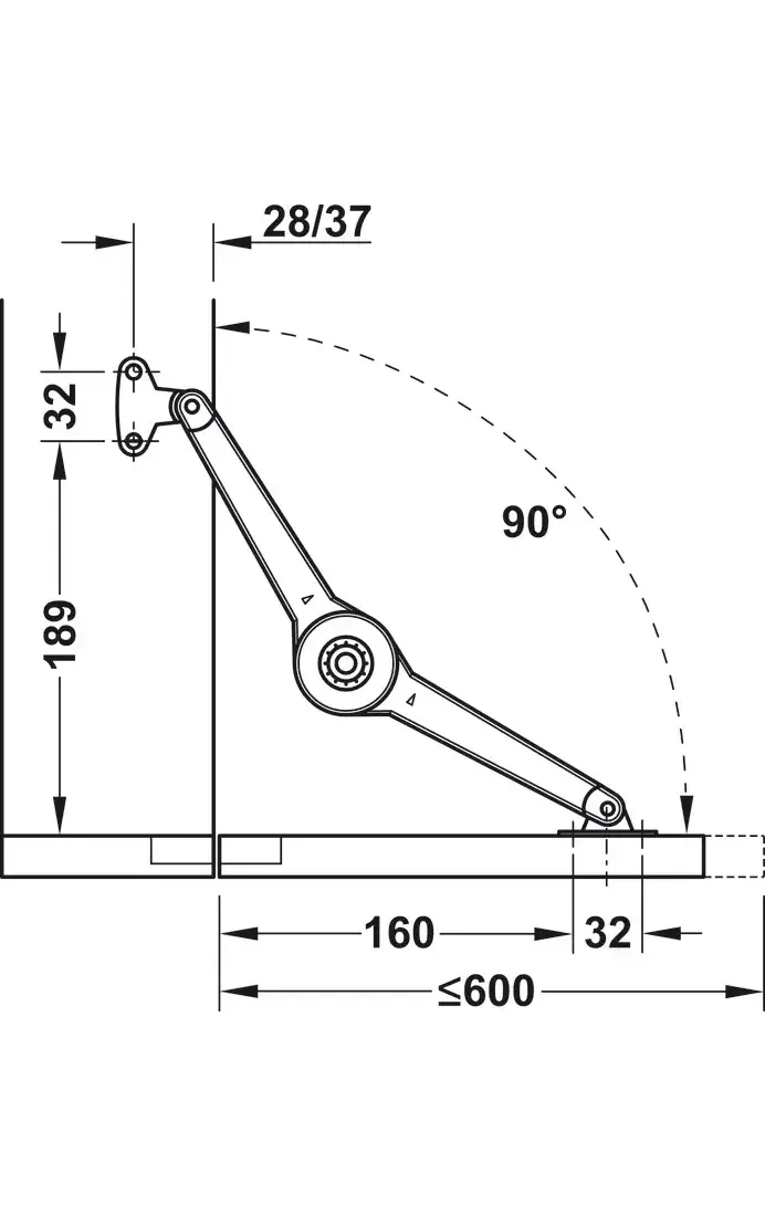 Hafele 373.66.634 Swing-Up Fitting, Duo Forte Complete Set