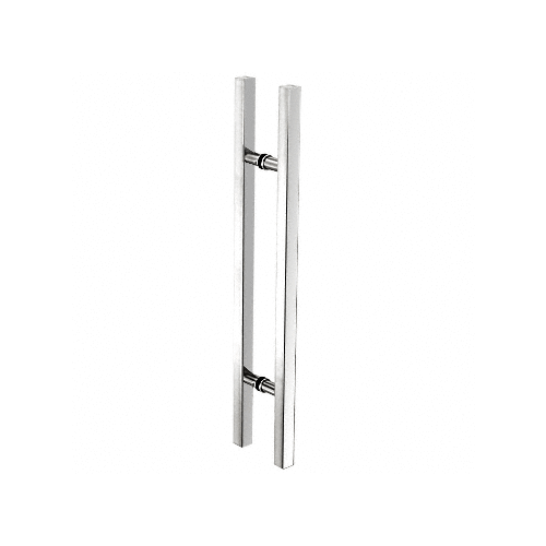 Polished Stainless Glass Mounted Square Ladder Style Pull Handle with Round Mounting Posts - 36" (914 mm) Overall Length