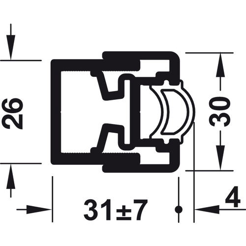 Wall Compensating Profile, for Silent Aluflex 9' 10 1/8" for Slido R-Aluflex 80A/R-Aluflex 80W, white, 3,000 mm length White