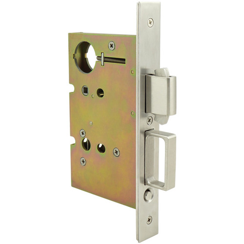 Sliding/Pocket Door Lock, With Deadbolt for Active Door For wood doors, Satin nickel plated Satin nickel plated (US15)