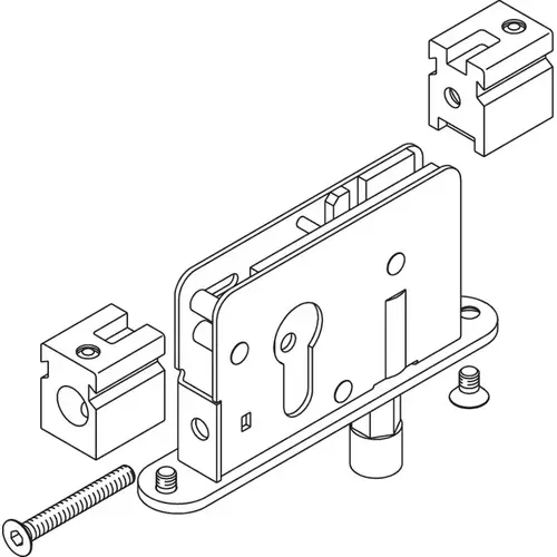 Deadbolt Lock With Guide Roller, For Profile Cylinder, 17 mm (11/16") For Sliding Glass Doors