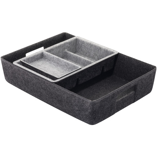 Hafele 633.55.090 Felt pencil drawer, for Desk Top Storage dark gray Felt drawer: Dark gray Compartment system: Light gray