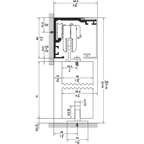 Fitting Set, Slido D-Line12 80E-120E For 1 or 2 sliding wood doors, black anodized