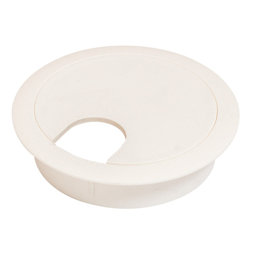 Hafele 631.26.412 Cable Grommet, Two-Piece, Round, diameter 2 1/2" With 90 Rotating Top, Ivory Ivory colored