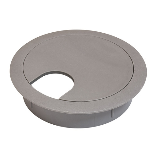 Hafele 631.26.511 Cable Grommet, Two-Piece, Round, diameter 2 1/2" With 90 Rotating Top, Gray Gray