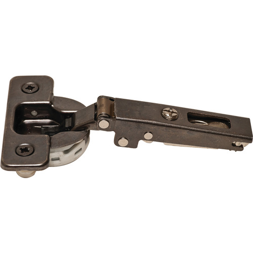 Concealed Hinge, Salice 100 Series, 105 degree Opening Angle, Silentia+, titanium 1/2" Overlay, C1R6DE6, Dowel, Titanium Titanium colored, Nickel plated