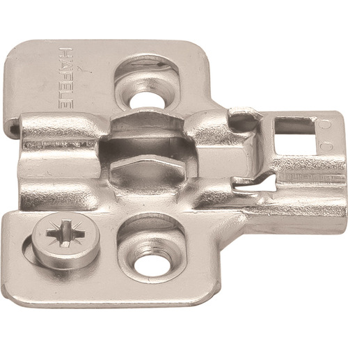 Hafele 315.98.652 Mounting Plate, for Clip-On Hinges 2 mm Height adjustment 2 mm via eccentric, Height: 2 polished, Nickel plated