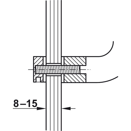 Mounting Set for Glass Door, One-Sided, Startec, for Bodo Door Handle For door thickness 8-15 mm, dim. M6 x 30 mm