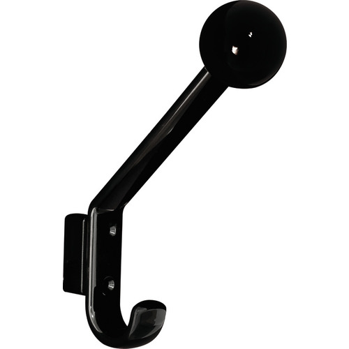 Coat & Hat Hook, HEWI, Polyamide, with 15 mm Spacer Hat and coat hook, wide range of colors, Jet black Jet black, glossy