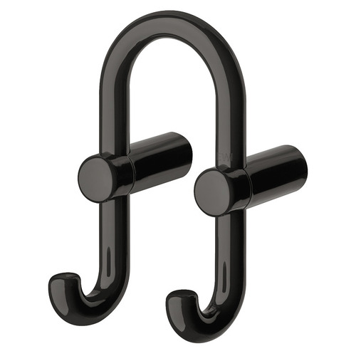 Double Coat Hook, HEWI, Polyamide, 165 x 87 mm Wide range of colors, hook diameter 15 mm, Jet black Jet black, glossy