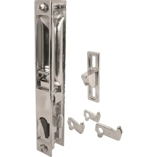 6-5/8 in. Diecast, Chrome, Door Handle & Pull, Hook Style, Flush Mount, Sliding Patio Door Lock