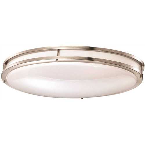 24 in. Brushed Nickel Integrated LED Selectable CCT Oval Ceiling Light Flush Mount