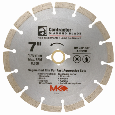 MK DIAMOND PRODUCTS 167015 Circular Saw Blade, Contractor Dry/Wet, 7-In.